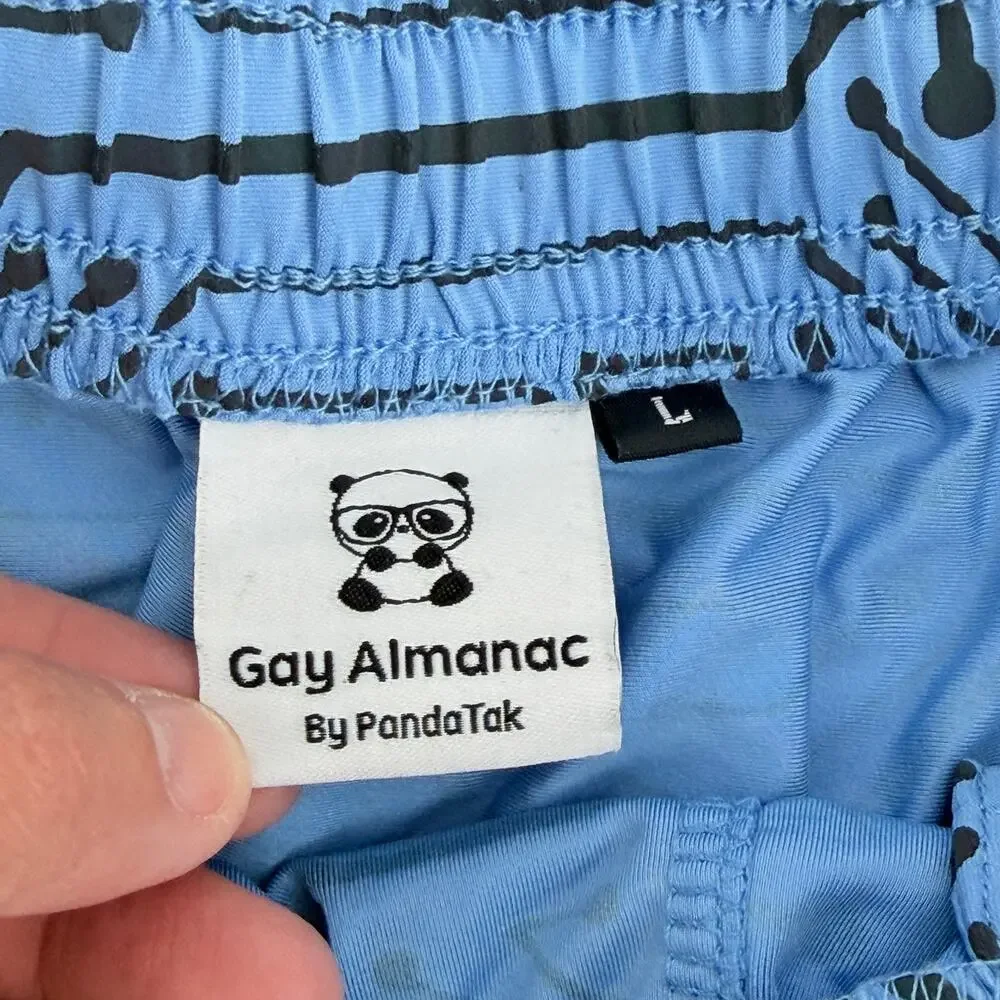 Gay Almanac By PandaTak Blue Circuit Weekender Shorts Flash Reflective‎ NWOT